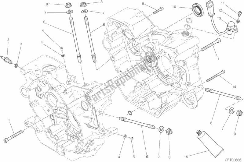 All parts for the Half-crankcases Pair of the Ducati Scrambler Urban Enduro Thailand 803 2015